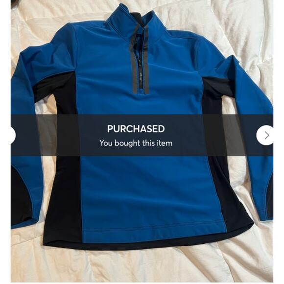 Lululemon Cobalt blue black 1/2 zip unisex Sz M Men (38-40) Woman running gym EC - Picture 10 of 10